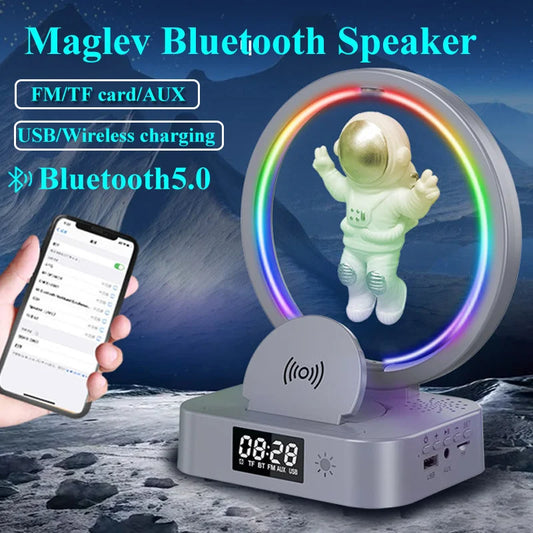 Magnetic Levitating Bluetooth Speaker Floating Astronaut TWS Sound Box Sound Box with LED Light Wireless Subwoofer TF AUX USB